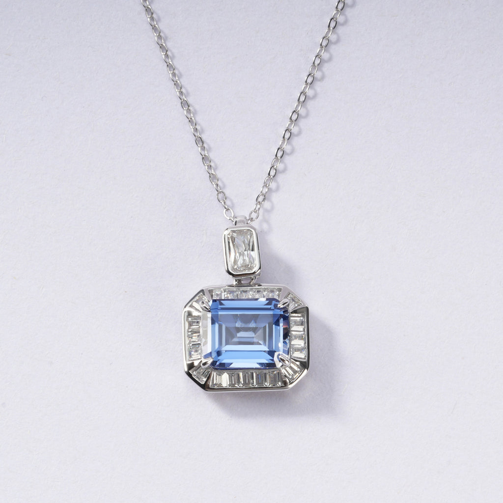 S925 Sterling Silver Blue Sapphire Necklace | Bespoke Moment