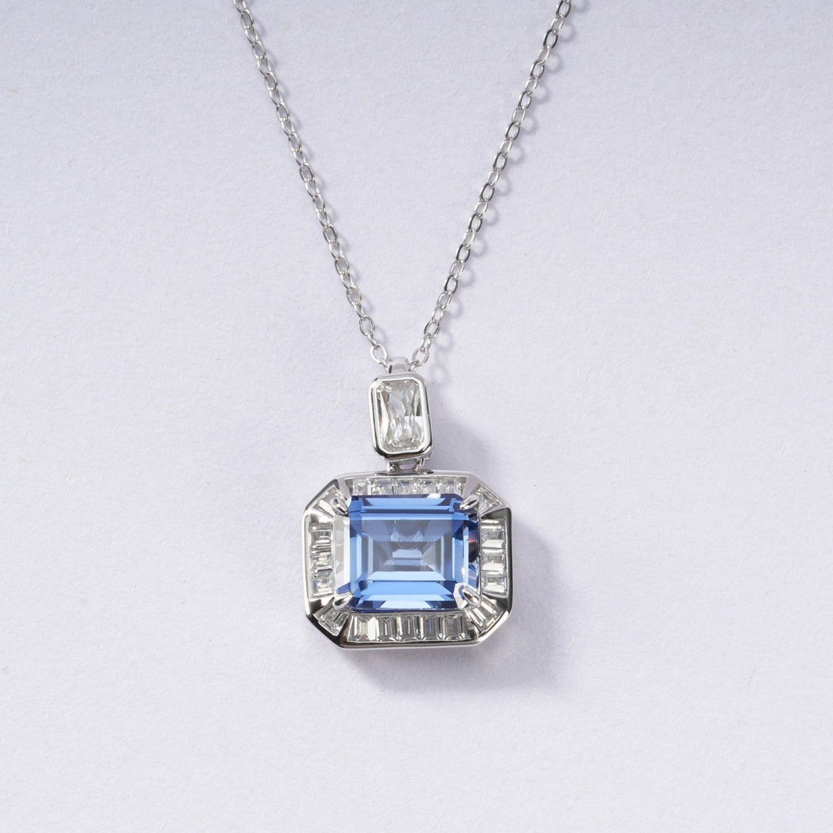 S925 Sterling Silver Blue Sapphire Necklace | Bespoke Moment