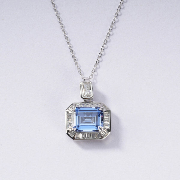 S925 Sterling Silver Blue Sapphire Necklace | Bespoke Moment