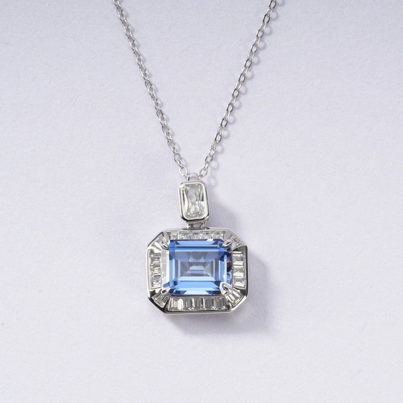 S925 Sterling Silver Blue Sapphire Necklace | Bespoke Moment