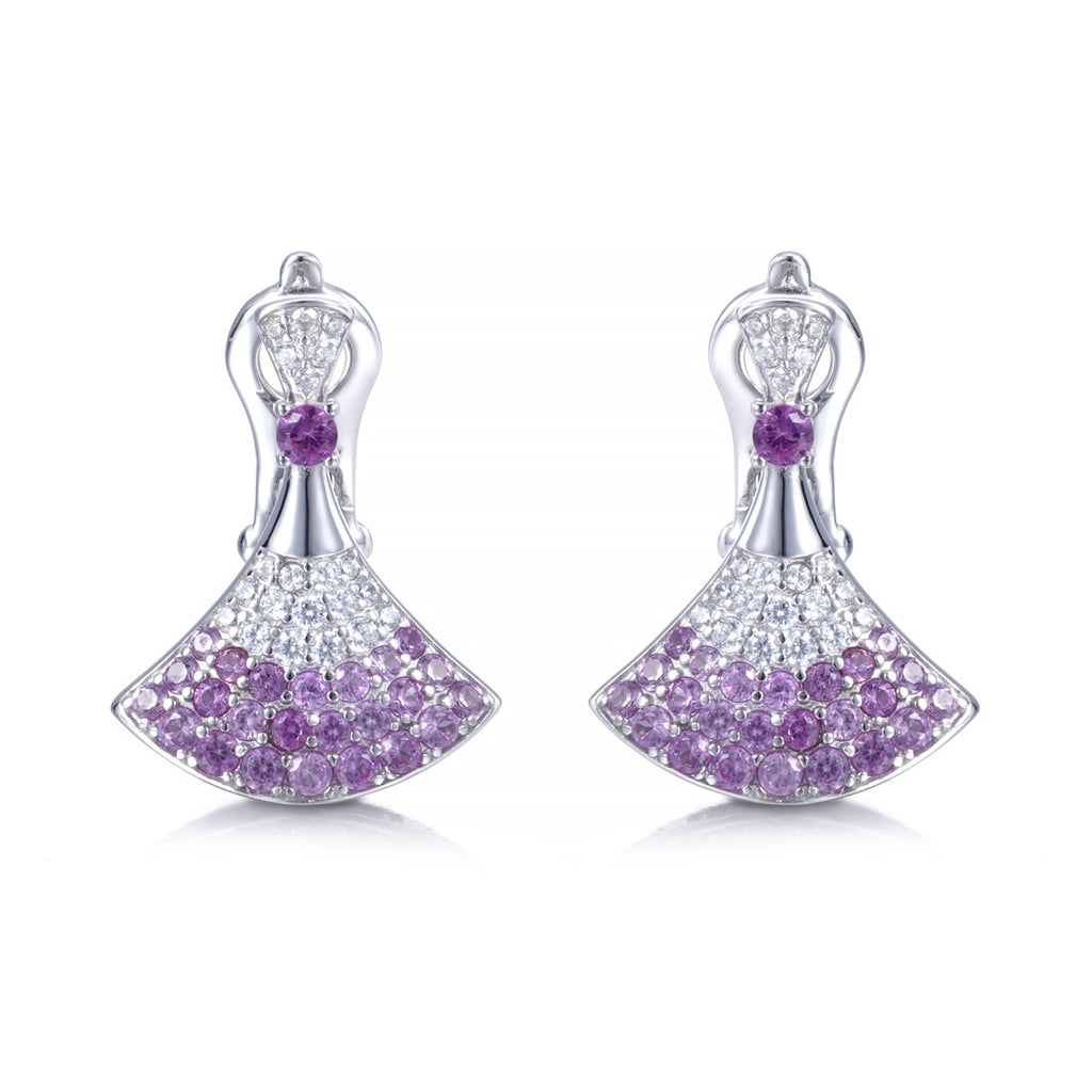Lab-Grown Padparadscha Sapphire Fan Drop Earrings – S925 Sterling Silver | Bespoke Moment