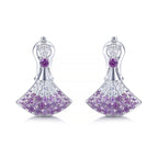 Lab-Grown Padparadscha Sapphire Fan Drop Earrings – S925 Sterling Silver | Bespoke Moment