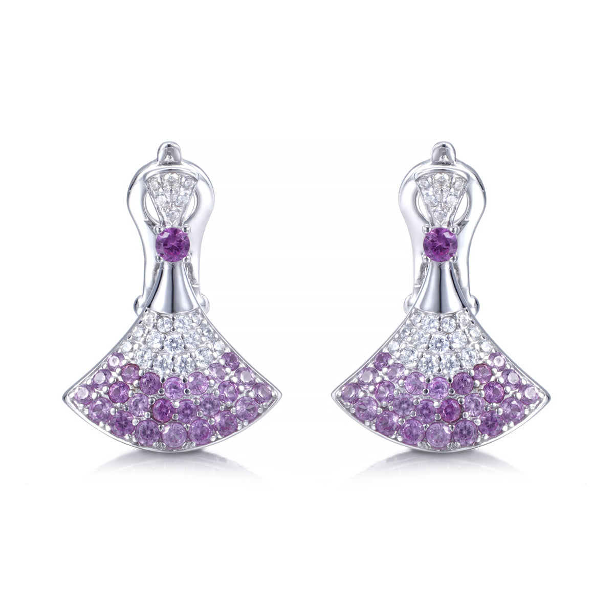 Lab-Grown Padparadscha Sapphire Fan Drop Earrings – S925 Sterling Silver | Bespoke Moment