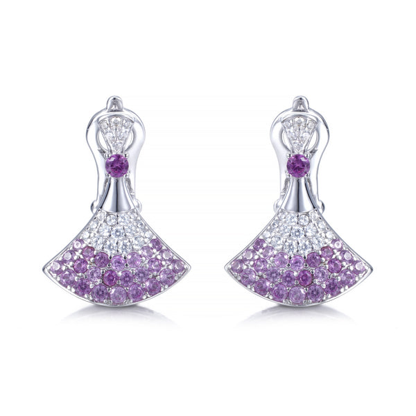 Lab-Grown Padparadscha Sapphire Fan Drop Earrings – S925 Sterling Silver | Bespoke Moment