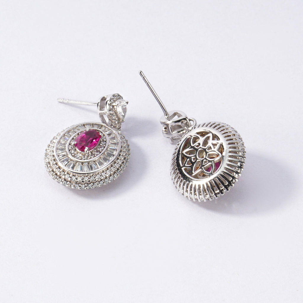 S925 Sterling Silver Lab-Created Ruby Drop Earrings | Bespoke Moment