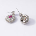 S925 Sterling Silver Lab-Created Ruby Drop Earrings | Bespoke Moment