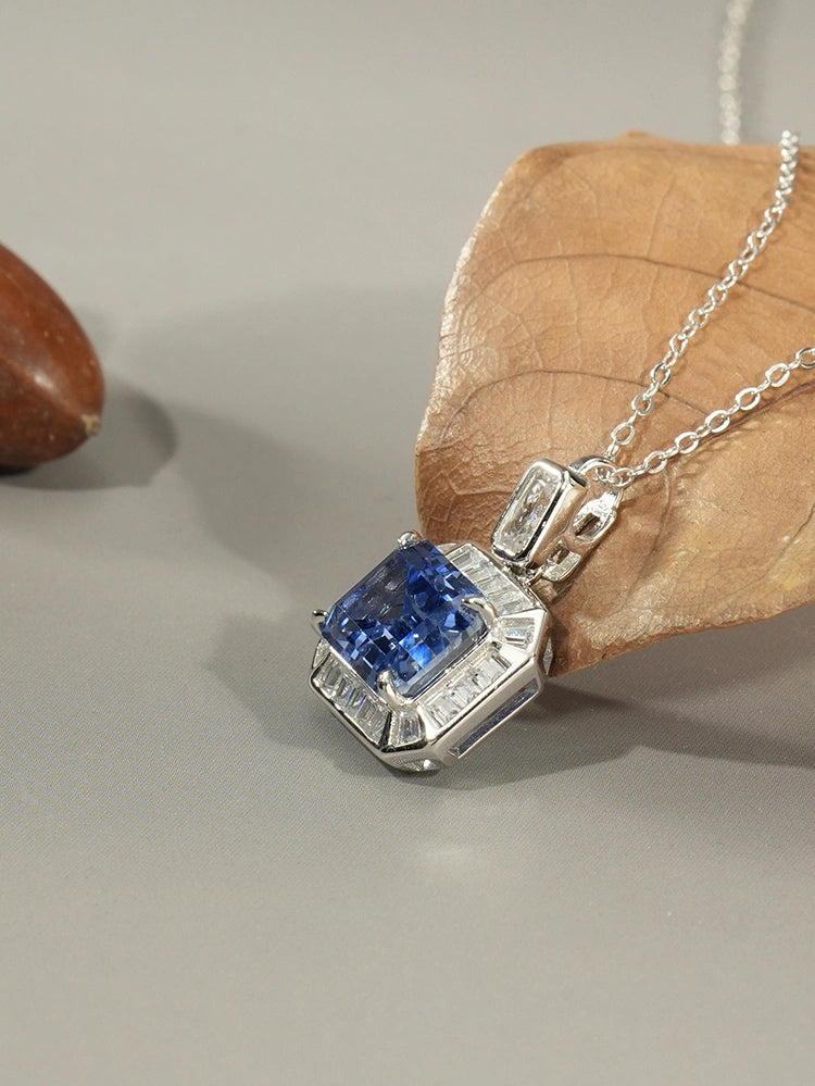 S925 Sterling Silver Blue Sapphire Necklace | Bespoke Moment