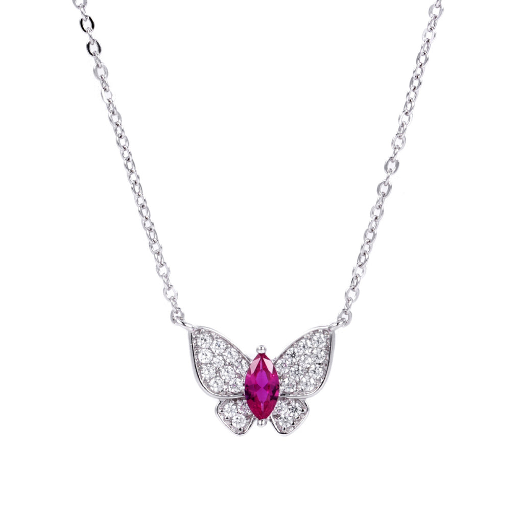 S925 Sterling Silver Lab-Created Ruby Necklace | Bespoke Moment