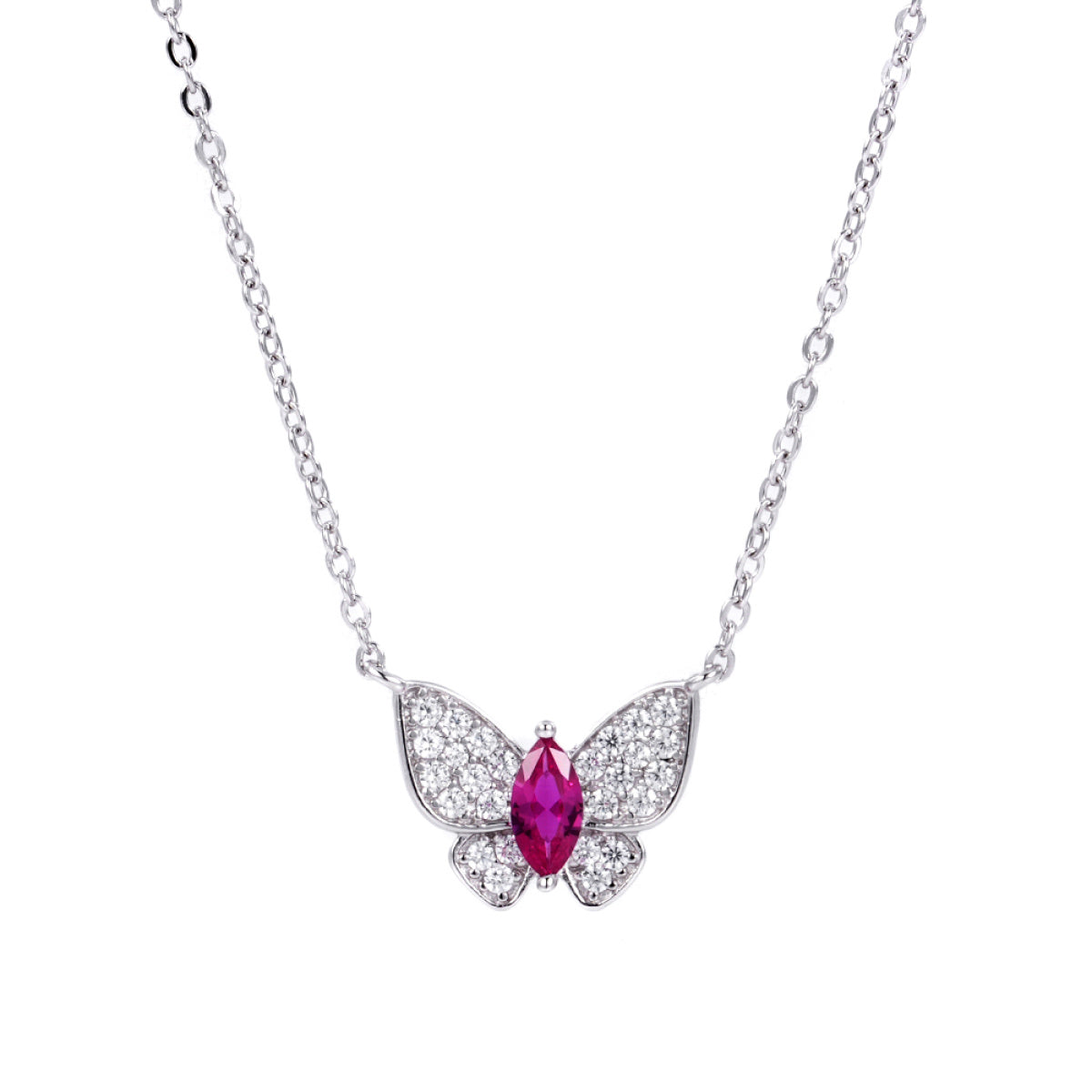 S925 Sterling Silver Lab-Created Ruby Necklace | Bespoke Moment