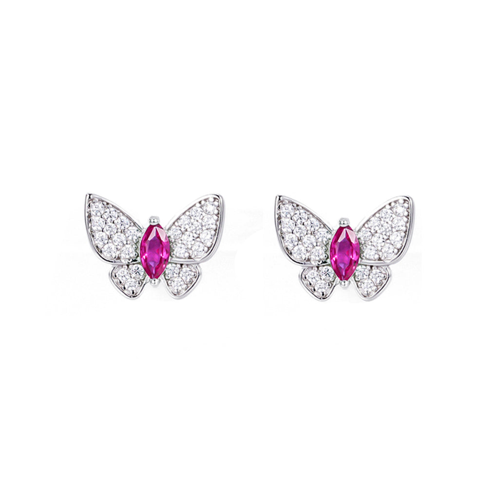 S925 Sterling Silver Lab-Created Ruby Stud Earrings | Bespoke Moment