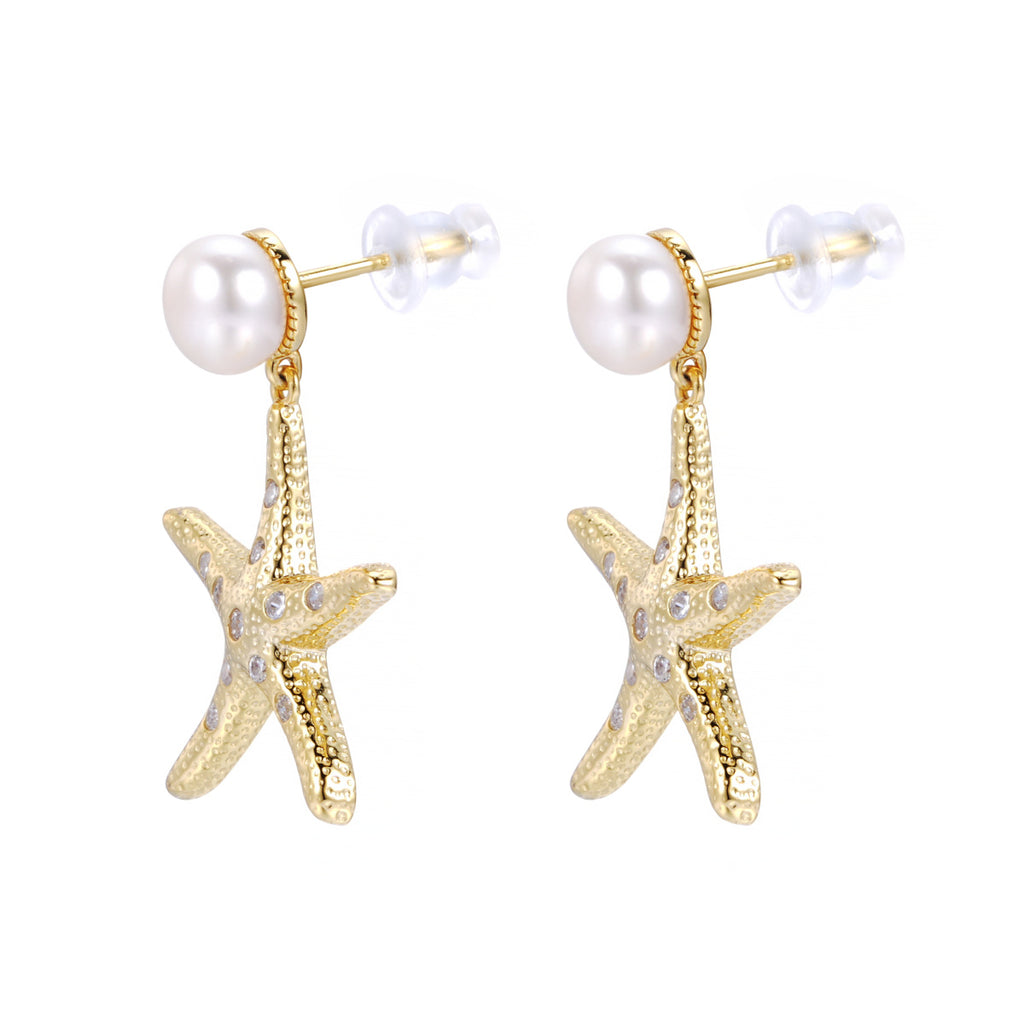 Freshwater Pearl Starfish Earrings – S925 Sterling Silver | Bespoke Moment