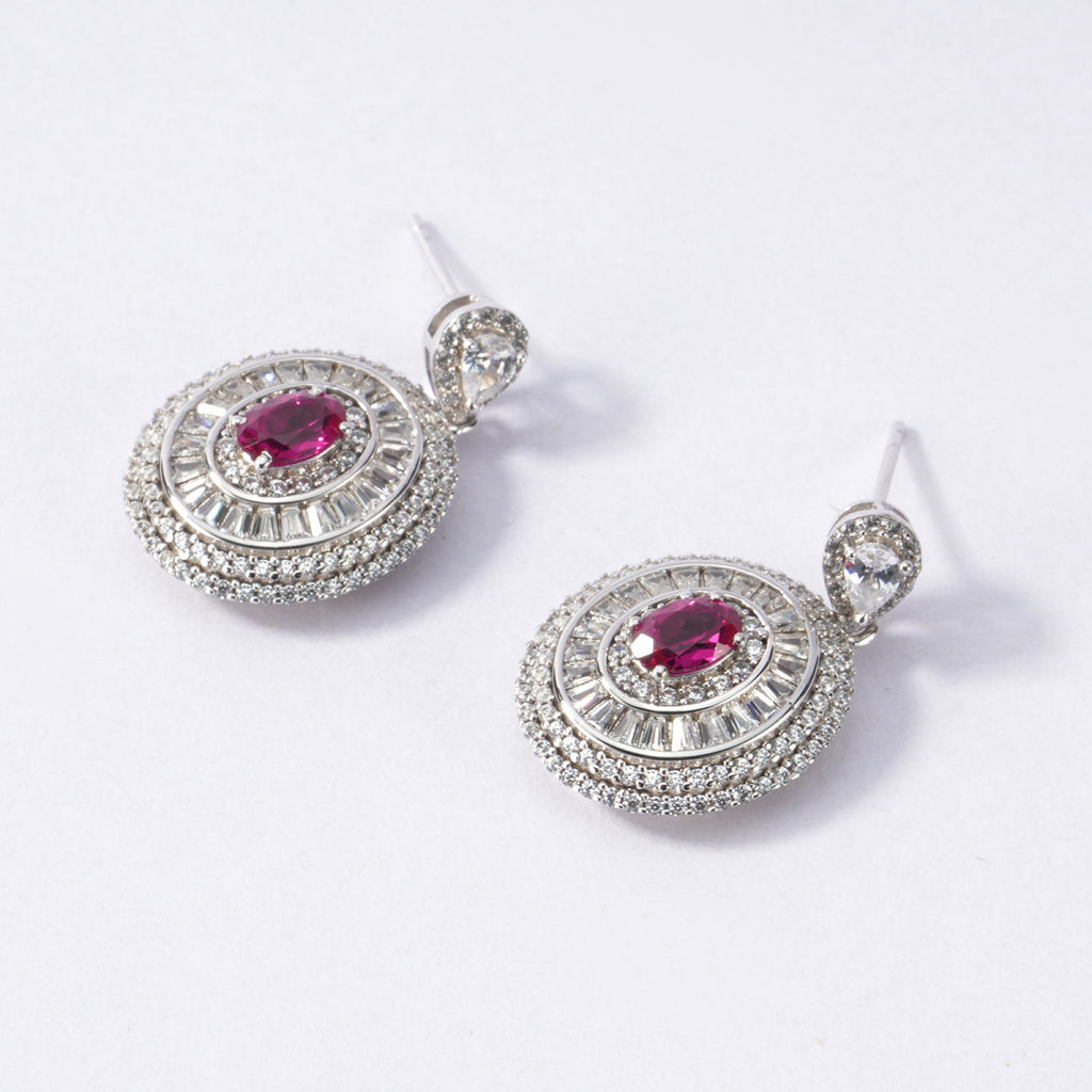 S925 Sterling Silver Lab-Created Ruby Drop Earrings | Bespoke Moment