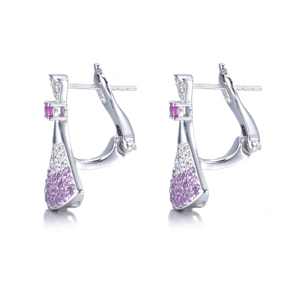 Lab-Grown Padparadscha Sapphire Fan Drop Earrings – S925 Sterling Silver | Bespoke Moment