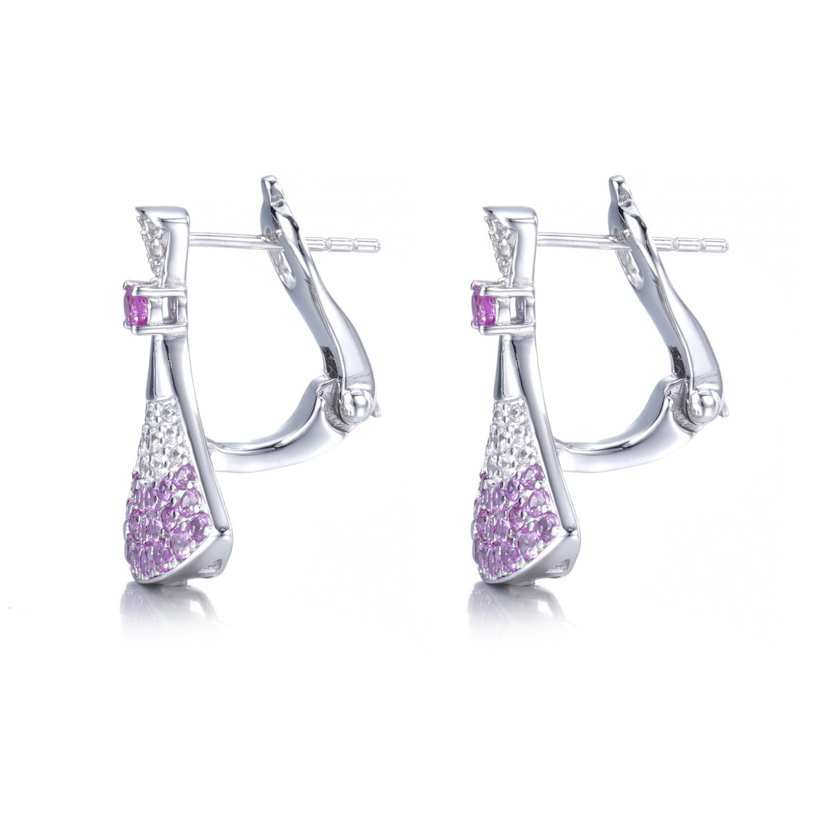 Lab-Grown Padparadscha Sapphire Fan Drop Earrings – S925 Sterling Silver | Bespoke Moment