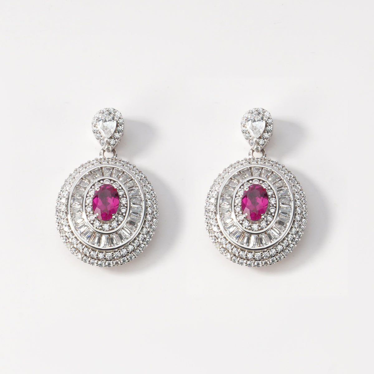 S925 Sterling Silver Lab-Created Ruby Drop Earrings | Bespoke Moment