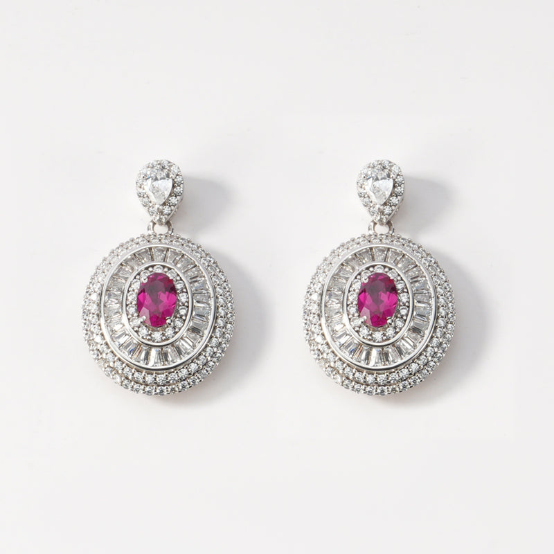 S925 Sterling Silver Lab-Created Ruby Drop Earrings | Bespoke Moment