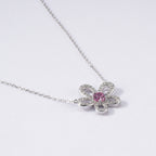 S925 Sterling Silver Padparadscha Sapphire Flower Necklace | Bespoke Moment