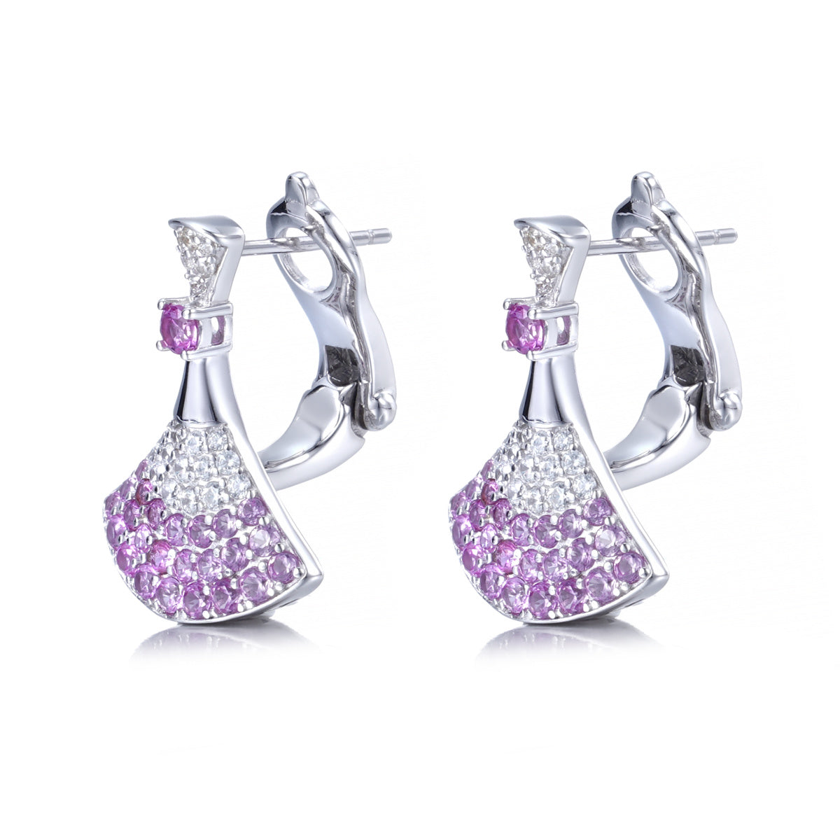 Lab-Grown Padparadscha Sapphire Fan Drop Earrings – S925 Sterling Silver | Bespoke Moment