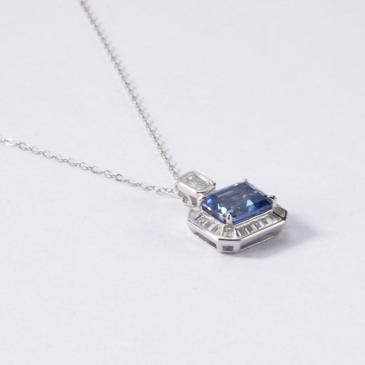 S925 Sterling Silver Blue Sapphire Necklace | Bespoke Moment