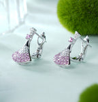 Lab-Grown Padparadscha Sapphire Fan Drop Earrings – S925 Sterling Silver | Bespoke Moment