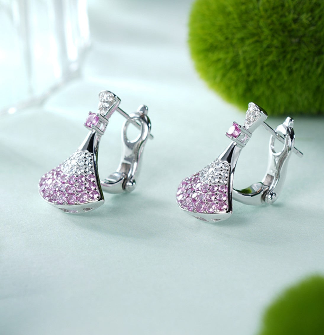Lab-Grown Padparadscha Sapphire Fan Drop Earrings – S925 Sterling Silver | Bespoke Moment