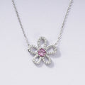 S925 Sterling Silver Padparadscha Sapphire Flower Necklace | Bespoke Moment