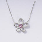 S925 Sterling Silver Padparadscha Sapphire Flower Necklace | Bespoke Moment
