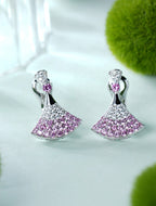 Lab-Grown Padparadscha Sapphire Fan Drop Earrings – S925 Sterling Silver | Bespoke Moment