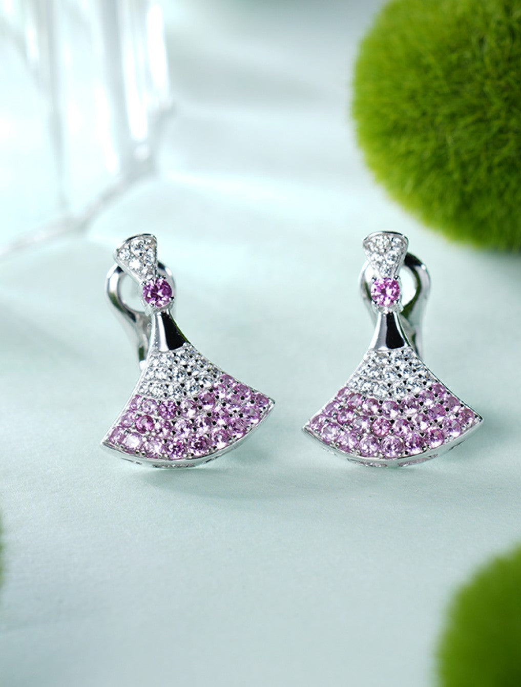 Lab-Grown Padparadscha Sapphire Fan Drop Earrings – S925 Sterling Silver | Bespoke Moment