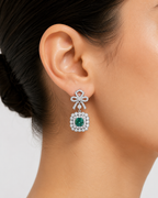 Emerald Bow Drop Earrings – S925 Sterling Silver| Bespoke Moment Gifts Selection