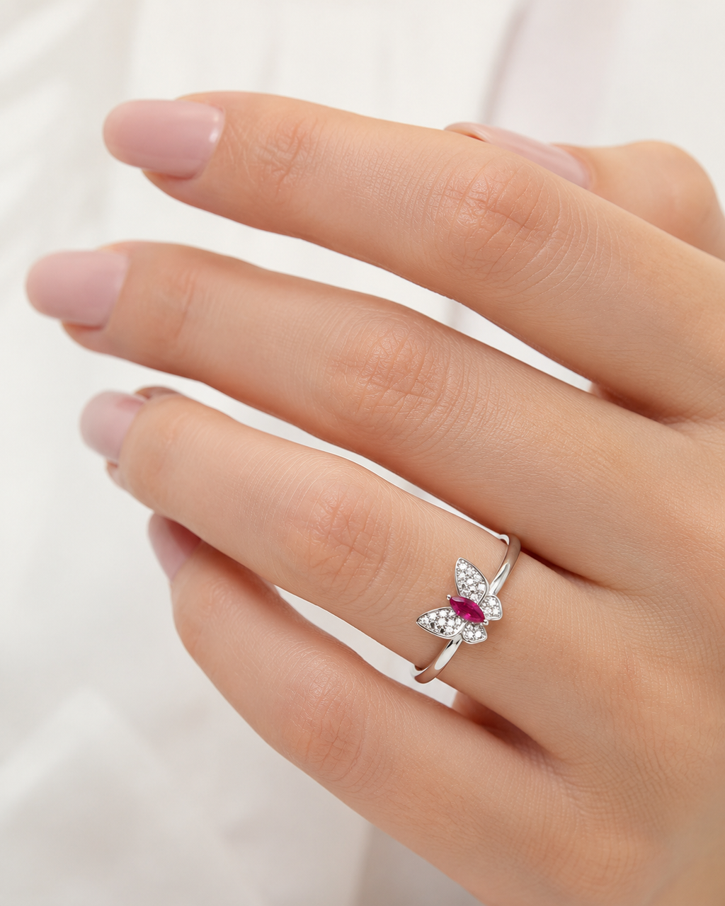 Ruby Butterfly Ring – S925 Sterling Silver| Bespoke Moment Gifts Selection