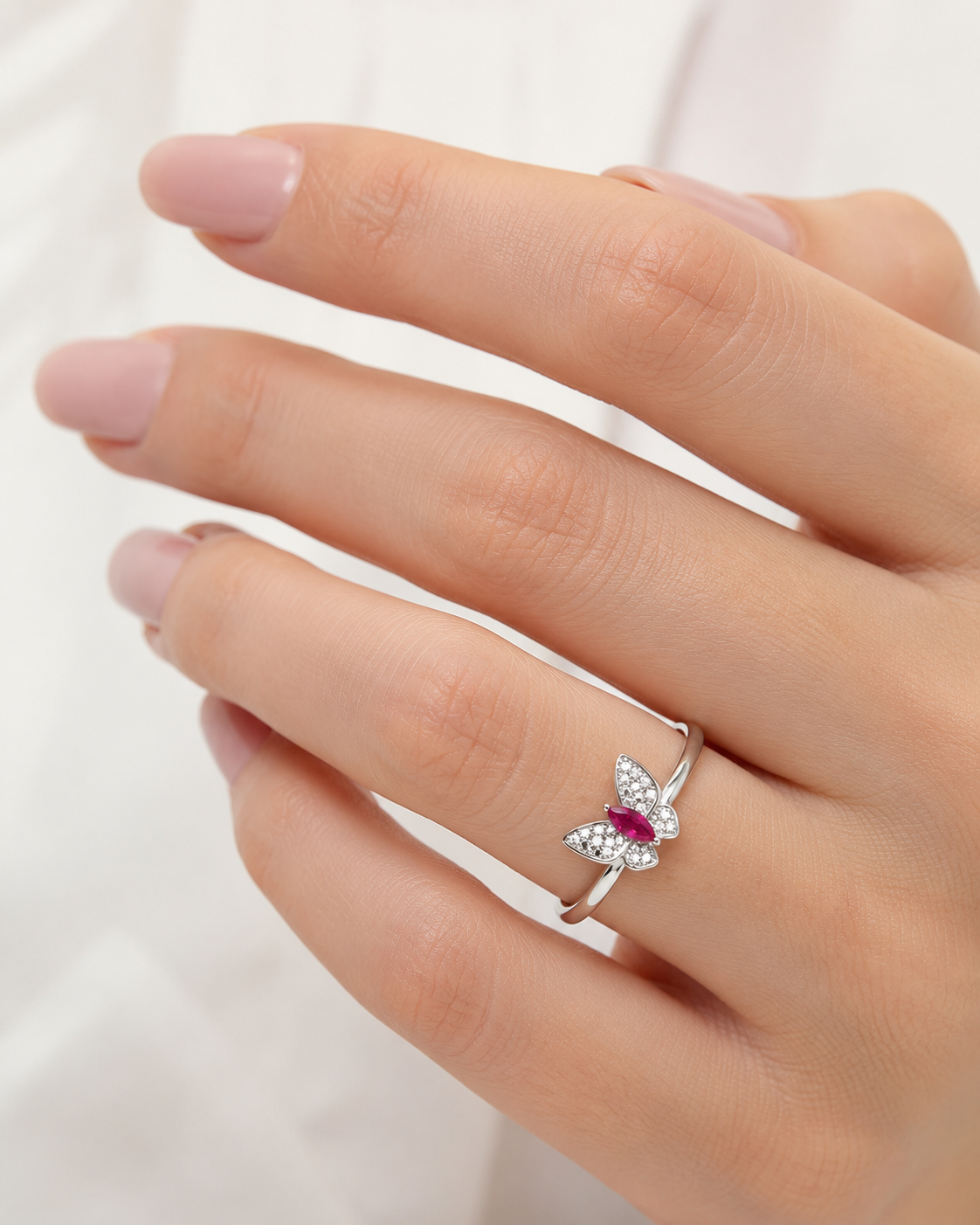 Ruby Butterfly Ring – S925 Sterling Silver| Bespoke Moment Gifts Selection