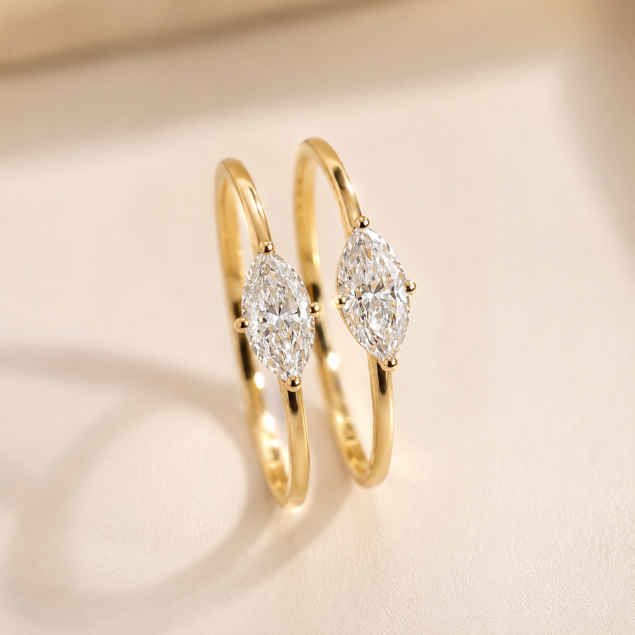 9K Gold - 0.5ct - Marquise Diamond Ring  | Bespoke Moment Recommendation