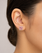 Lab-Grown Ruby Floral Stud Earrings – 925 Sterling Silver | Bespoke Moment Gifts Selection