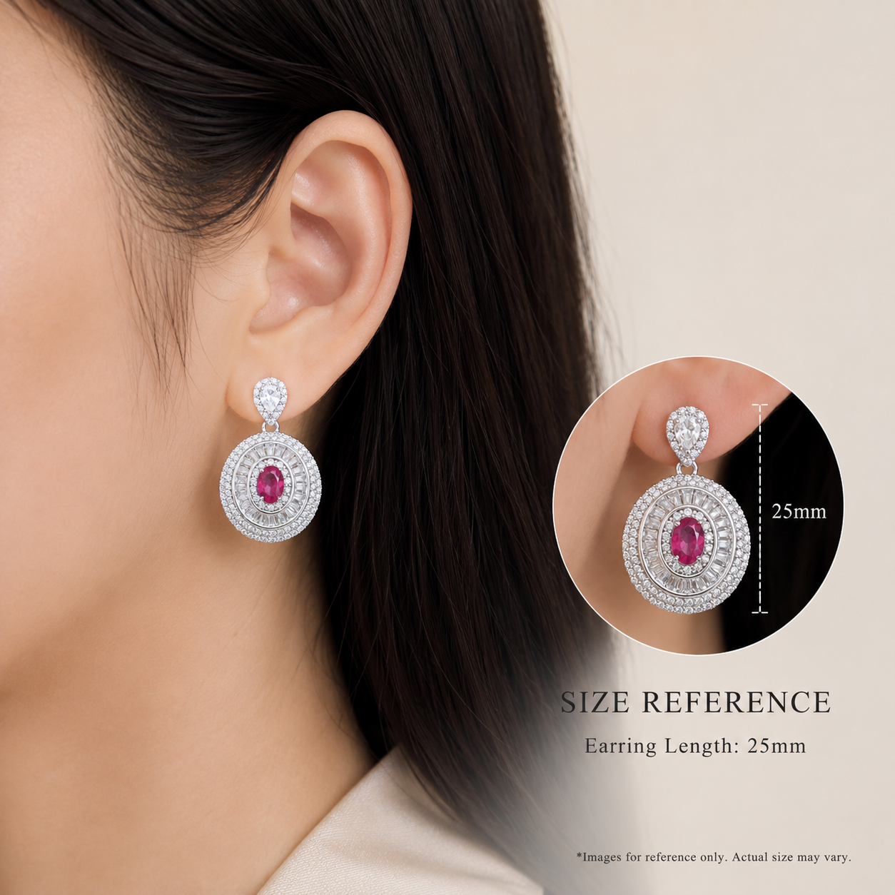 S925 Sterling Silver Lab-Created Ruby Drop Earrings | Bespoke Moment