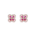Lab-Grown Ruby Floral Stud Earrings – 925 Sterling Silver | Bespoke Moment Gifts Selection