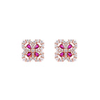 Lab-Grown Ruby Floral Stud Earrings – 925 Sterling Silver | Bespoke Moment Gifts Selection
