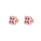 Lab-Grown Ruby Floral Stud Earrings – 925 Sterling Silver | Bespoke Moment Gifts Selection