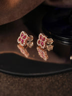 Lab-Grown Ruby Floral Stud Earrings – 925 Sterling Silver | Bespoke Moment Gifts Selection