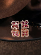 Lab-Grown Ruby Floral Stud Earrings – 925 Sterling Silver | Bespoke Moment Gifts Selection