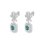 Emerald Bow Drop Earrings – S925 Sterling Silver| Bespoke Moment Gifts Selection