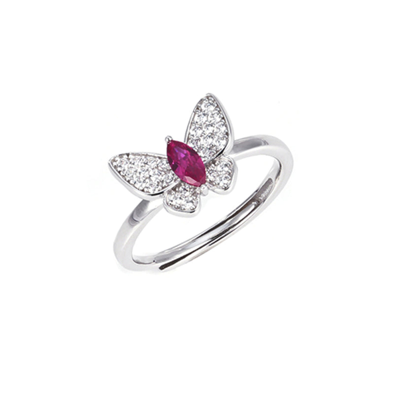 Ruby Butterfly Ring – S925 Sterling Silver| Bespoke Moment Gifts Selection