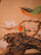 Nanhong Agate Enamel Statement Ring – S925 Sterling Silver | Bespoke Moment Gifts Selection