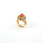 Nanhong Agate Enamel Statement Ring – S925 Sterling Silver | Bespoke Moment Gifts Selection