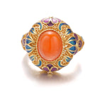 Nanhong Agate Enamel Statement Ring – S925 Sterling Silver | Bespoke Moment Gifts Selection