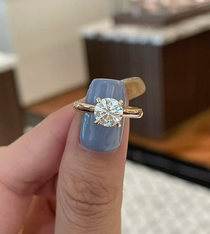 18K White Gold Round Diamond Solitaire Ring | Bespoke Moment