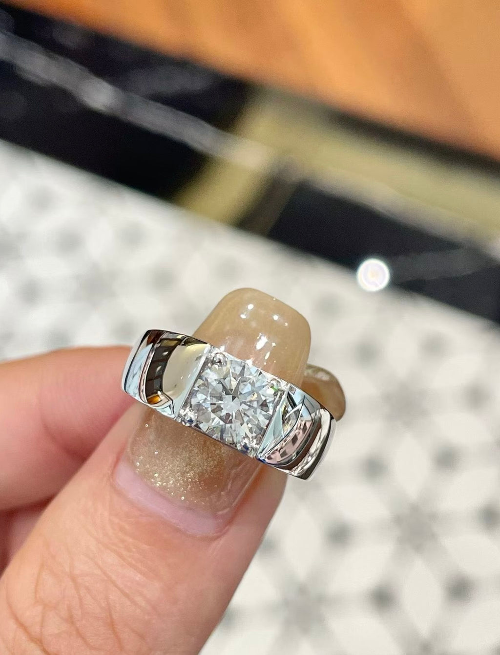 Platinum Men's Diamond Ring – 1.00ct Square Cut Lab Diamond | Bespoke Moment
