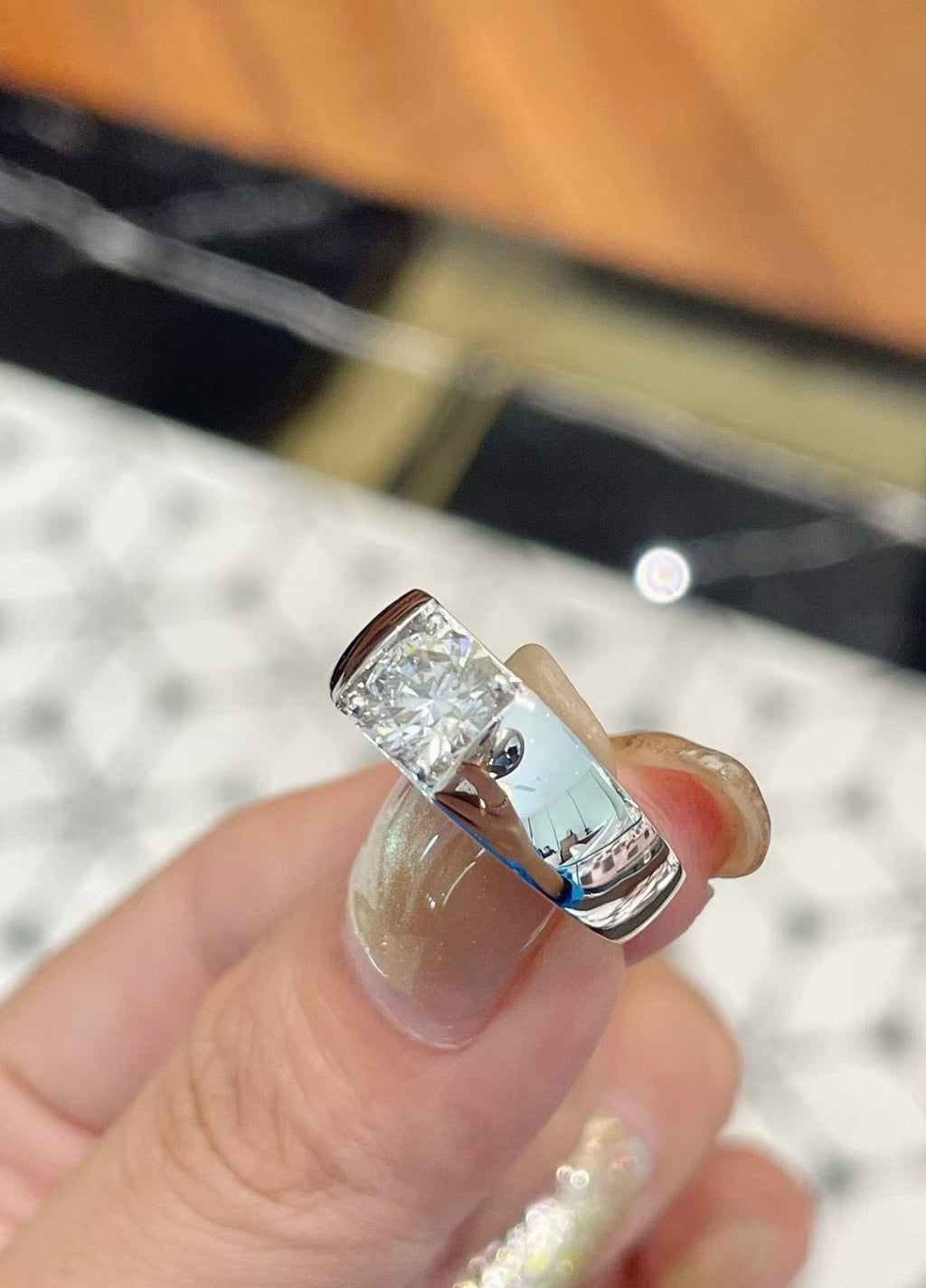 Platinum Men's Diamond Ring – 1.00ct Square Cut Lab Diamond | Bespoke Moment