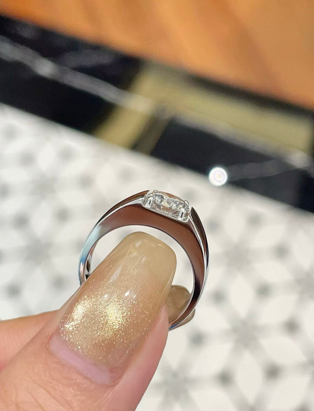 Platinum Men's Diamond Ring – 1.00ct Square Cut Lab Diamond | Bespoke Moment