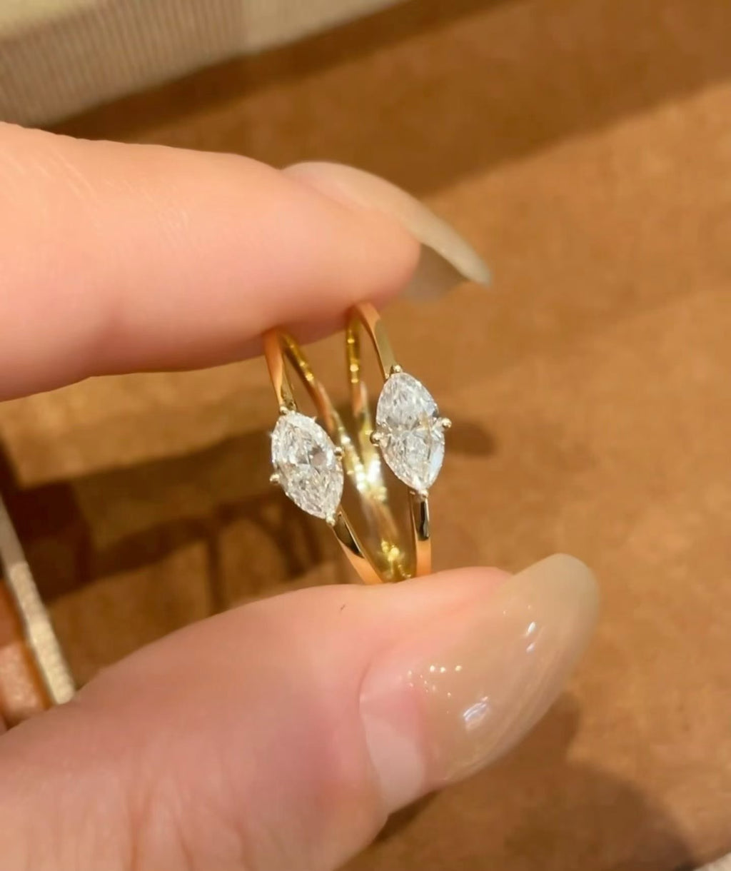 9K Gold - 0.5ct - Marquise Diamond Ring  | Bespoke Moment Recommendation
